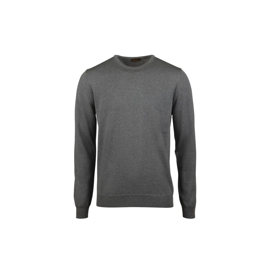 Herre Stenströms Strik & Bluser | Crew W Patch Merino Wool, Grey