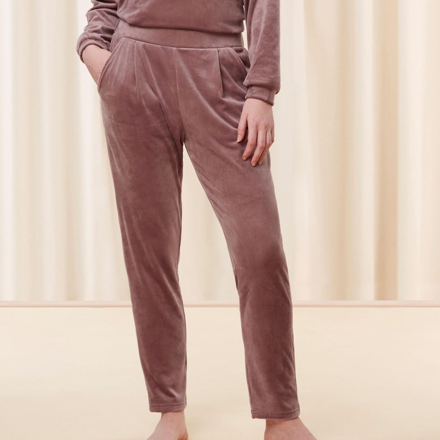 Dame Triumph Nattoj & Loungewear | Cozy Comfort Velour Trousers, Sweet Chestnut