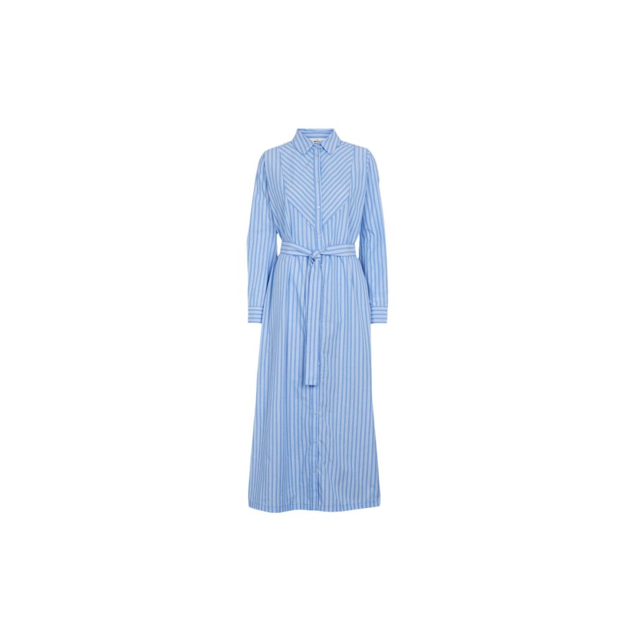 Dame Basic Apparel Kjoler | Merri Shirt Dress, Princess Blue/Bright White