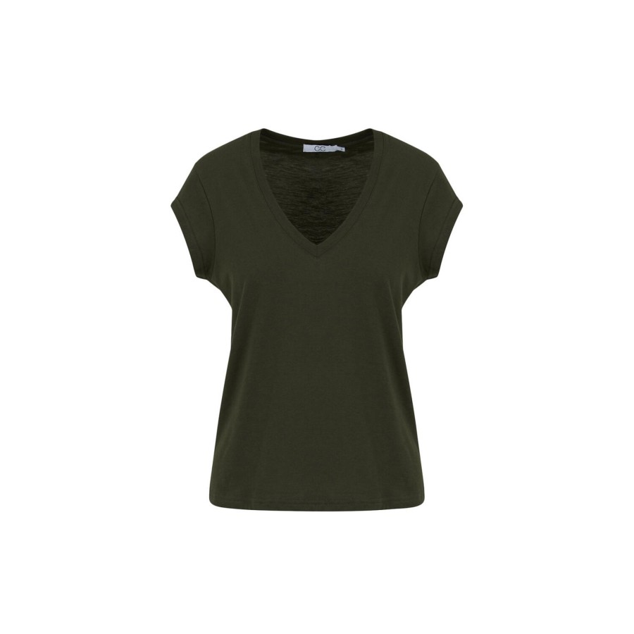 Dame Coster Copenhagen Toppe & T-Shirts | Cc Heart Basic V-Neck T-Shirt, Hunter Green