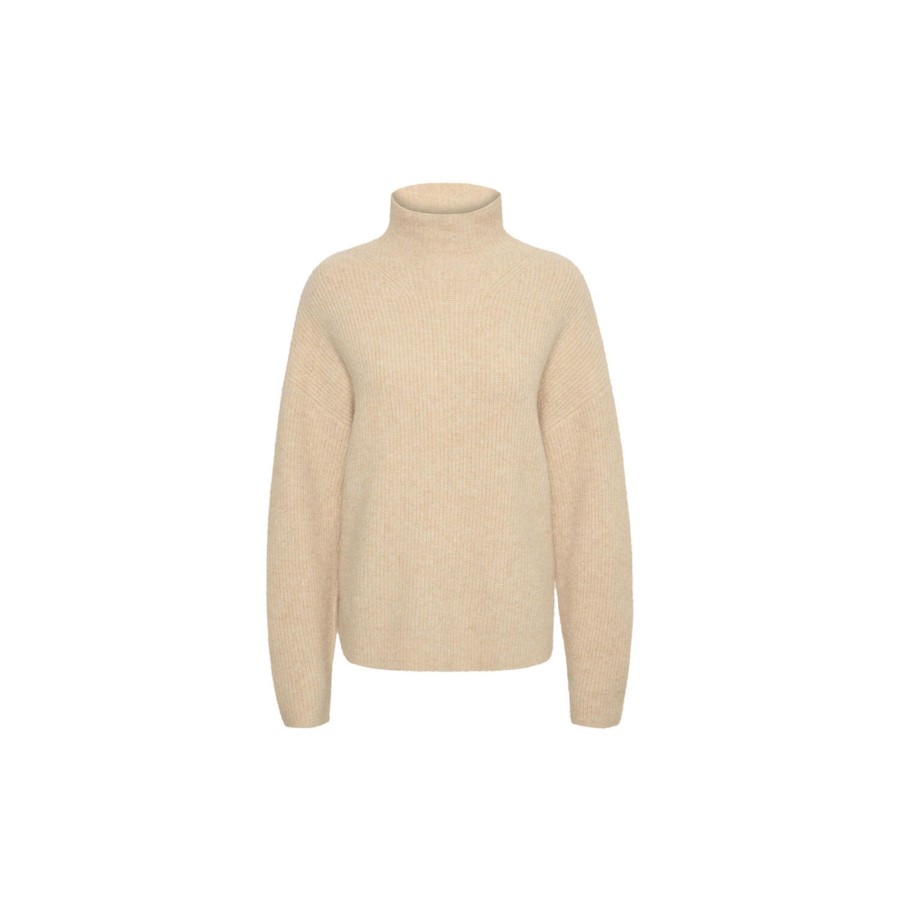 Dame Lounge Nine Strik | Charliln High Neck Knit Gf, Safari Melange