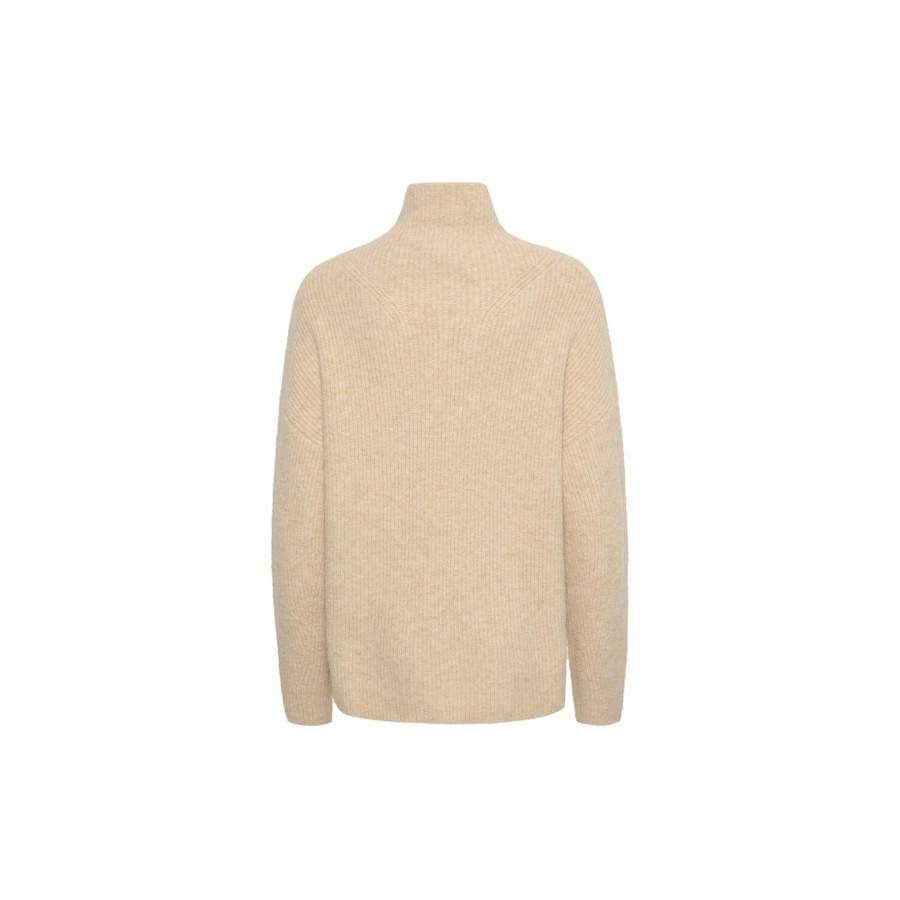 Dame Lounge Nine Strik | Charliln High Neck Knit Gf, Safari Melange