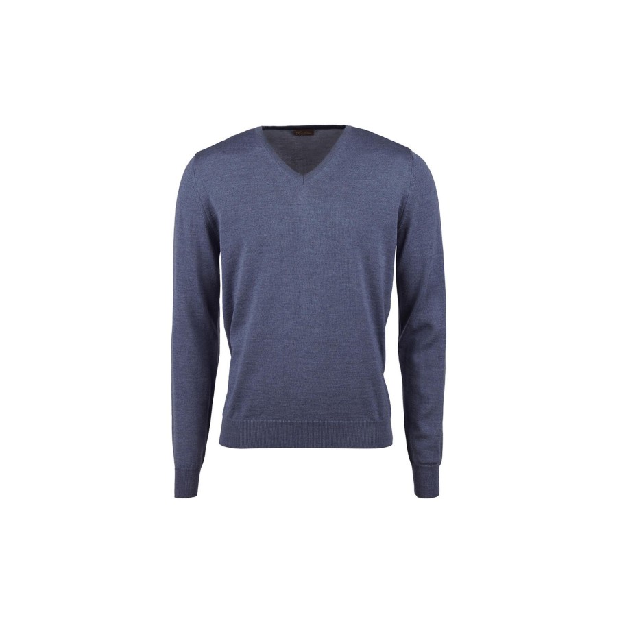 Herre Stenströms Strik & Bluser | Merino V-Neck W.Patch