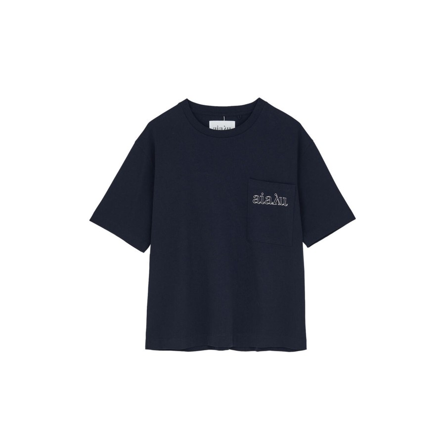 Dame Aiayu Toppe & T-Shirts | Louisa Circular Tee, Black Blue