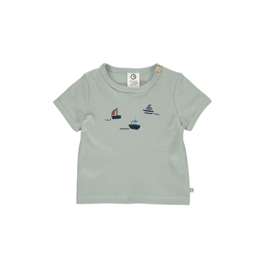 Born Müsli by Green Cotton T-Shirts & Toppe | Waffle T-Shirt, Spa Green