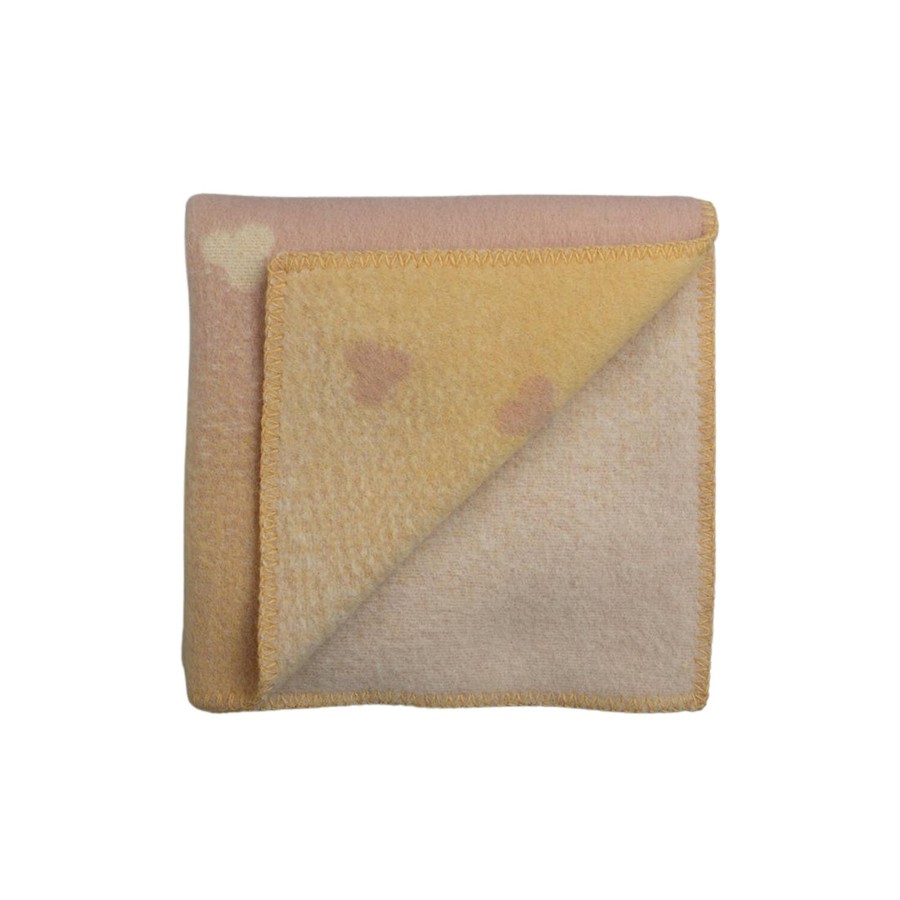 Born Røros Tweed Soveudstyr | Melvin Half Size Throw, Light Pink/Yellow