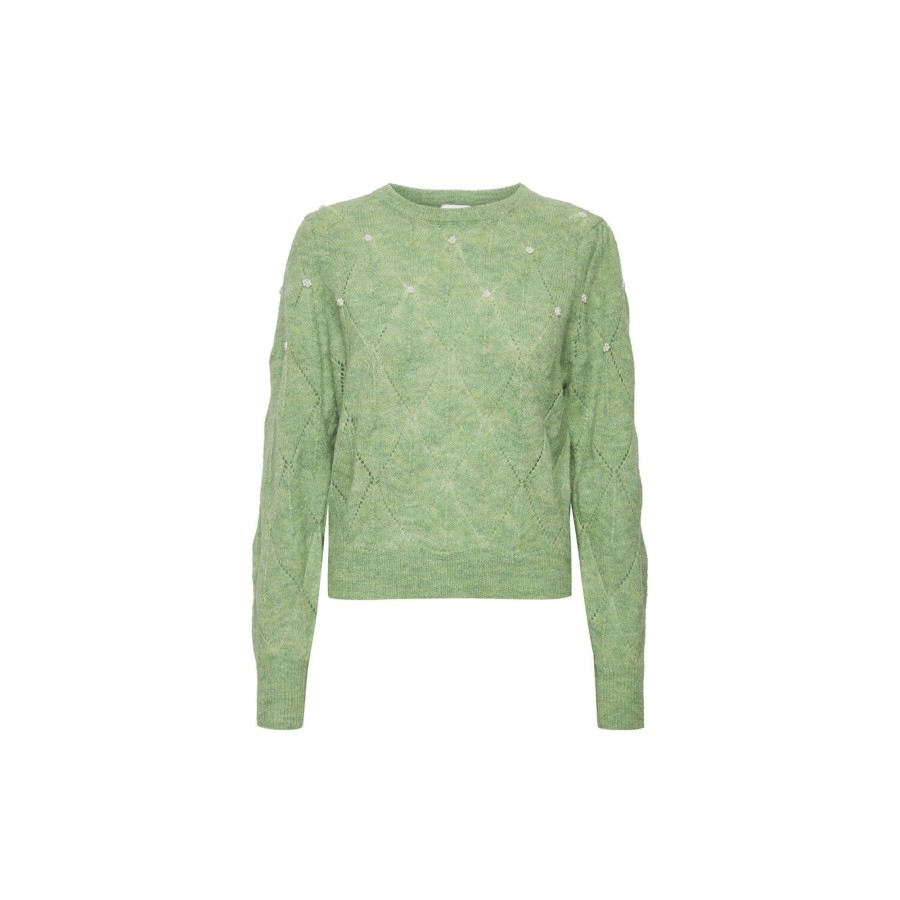 Dame Atelier Rêve Strik | Irmemoir Pullover, Fair Green Melange