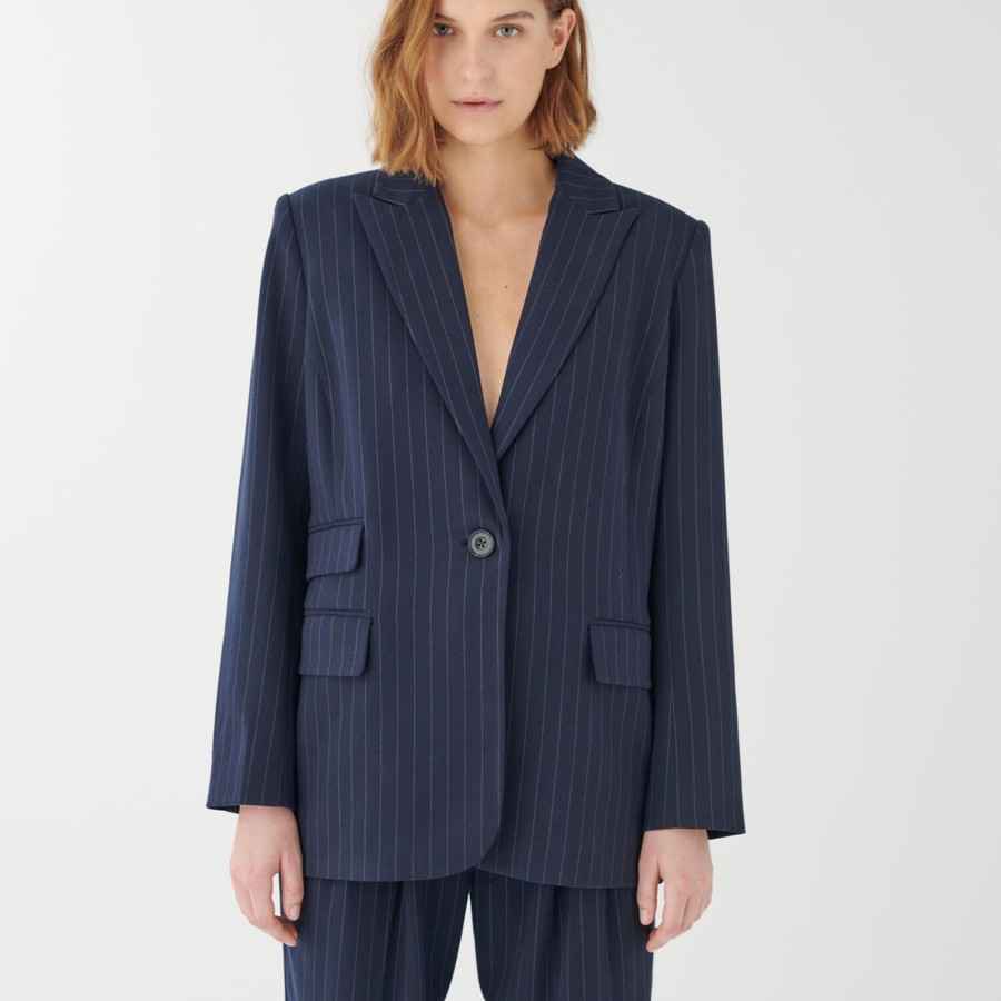 Dame Dea Kudibal Blazere & Veste | Vilettie Blazer, Blue Pinstripe