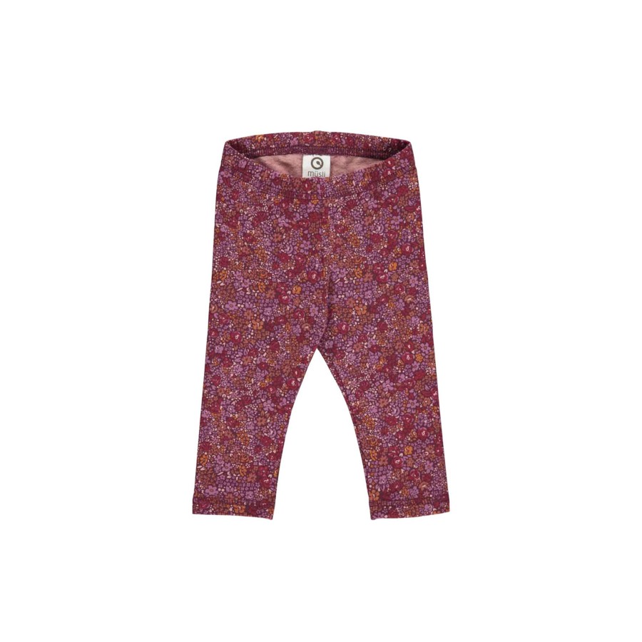 Born Müsli by Green Cotton Bukser & Leggings | Petit Blossom Leggings, Fig/Boysenberry/Berry Red