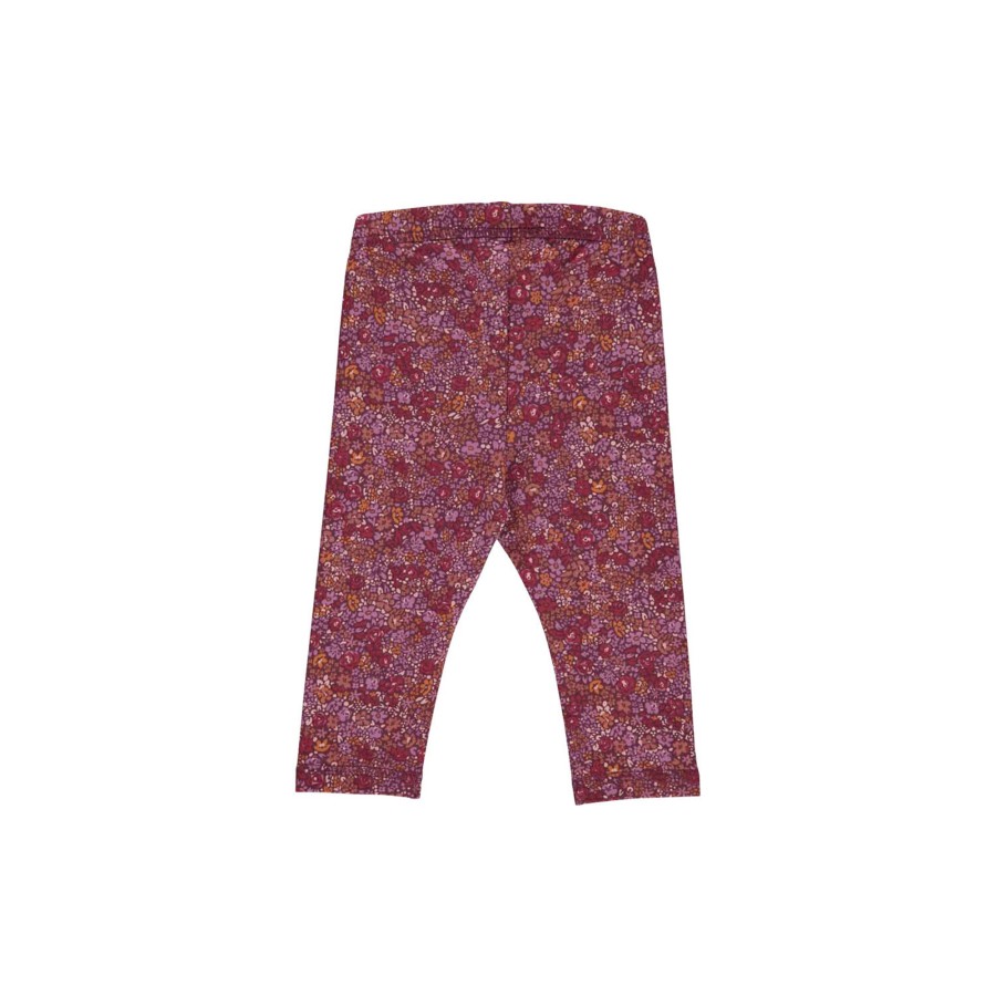 Born Müsli by Green Cotton Bukser & Leggings | Petit Blossom Leggings, Fig/Boysenberry/Berry Red