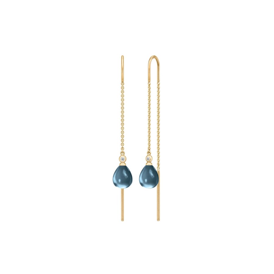 Dame Julie Sandlau Oreringe | Tasha Chain Earrings, Gold/London Blue