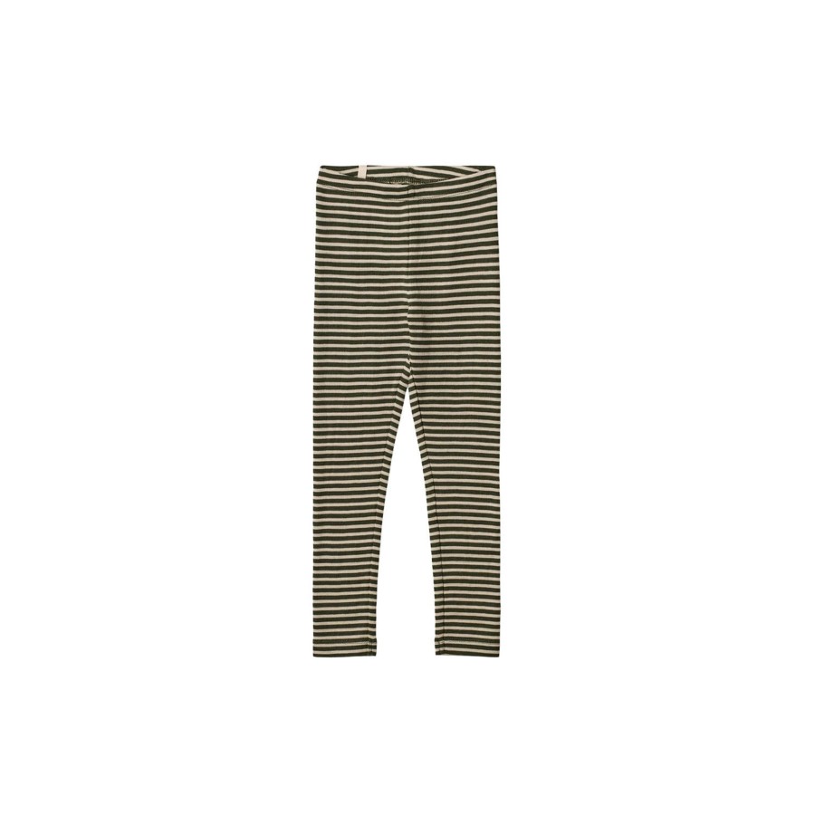 Born Wheat Bukser & Leggings | Wool Leggings, 4142 Green Stripe