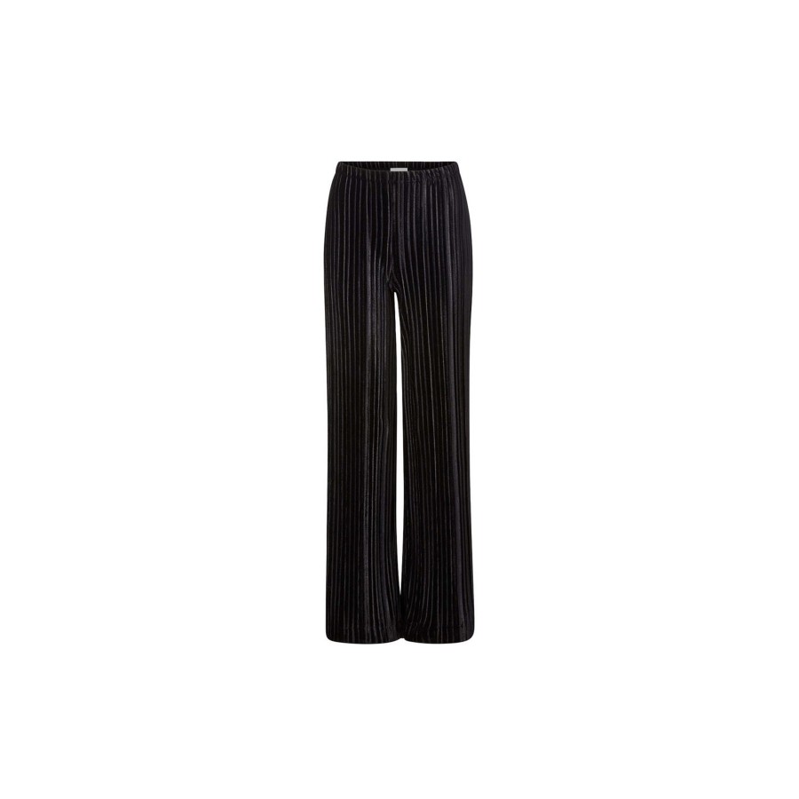 Dame Rich & Royal Bukser | Plissee Velvet Pants, Black