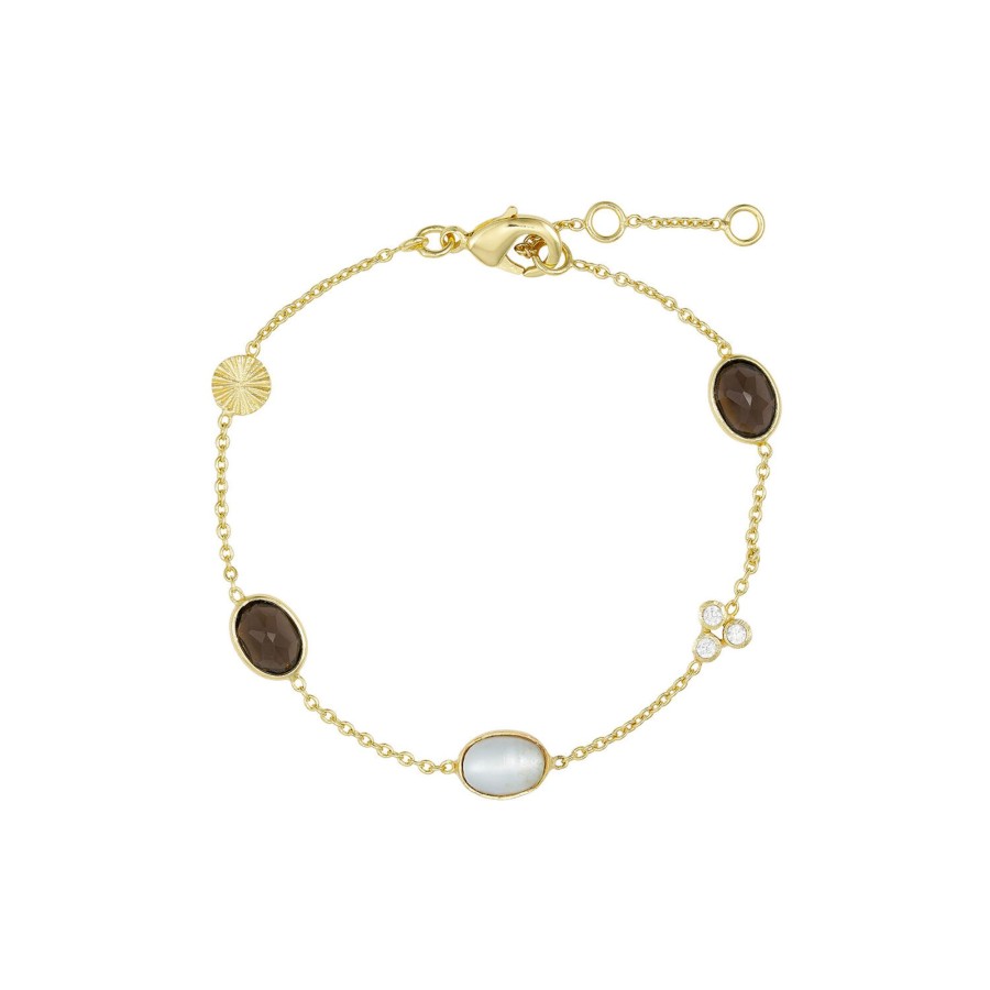 Dame Pure by Nat Armband | Armband Med Vedhaeng, Guld/Rog Kvarts