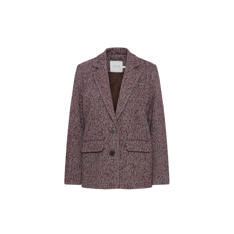 Dame Atelier Rêve Overtoj | Irnora Blazer, Maritime Blue Herringbone