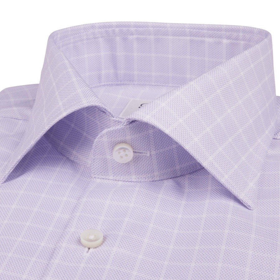 Herre Stenströms Skjorter | Fitted Body/77 Rm Cuff, Light Purple Check