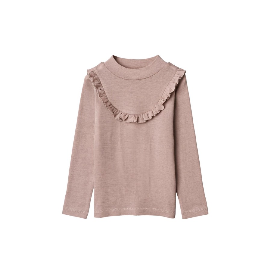 Born Wheat Bluser & Skjorter | T-Shirt Wool Ruffle Ls, 2086 Dark Powder