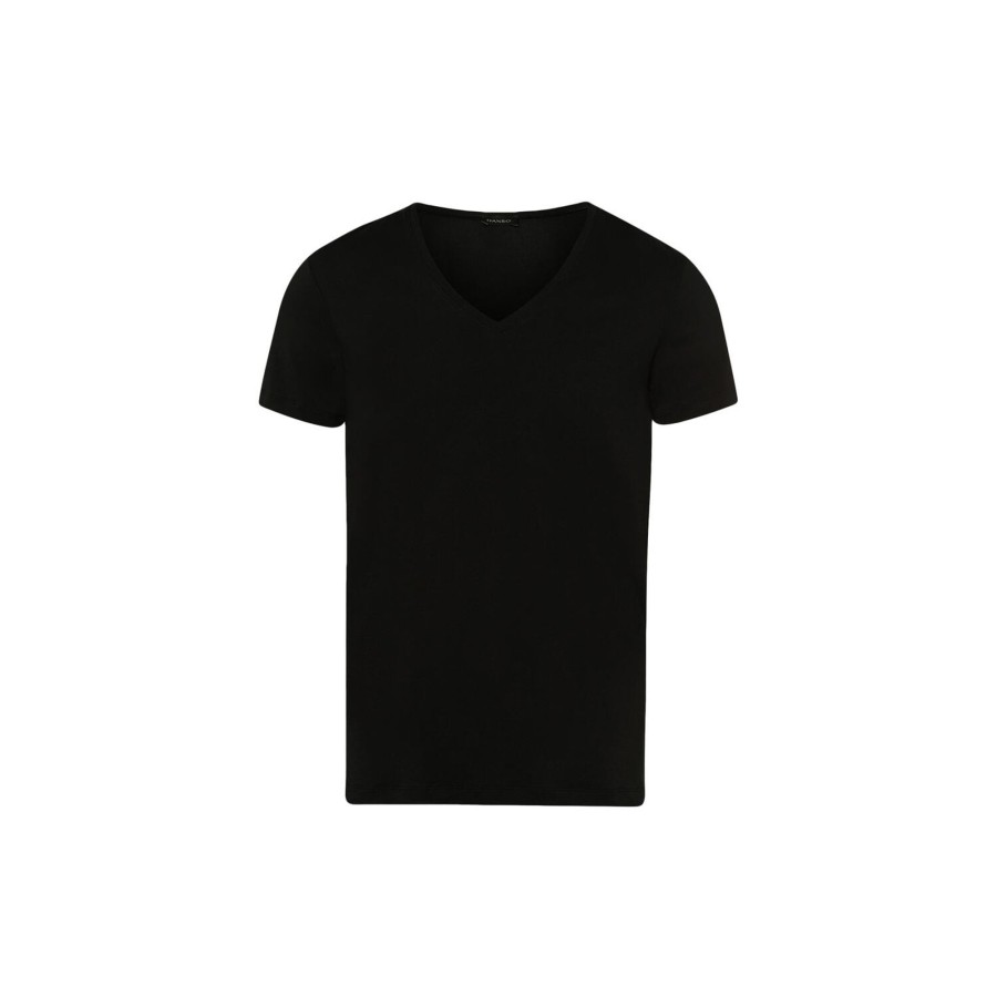 Herre HANRO Undertoj | Cotton Superior Ss Shirt V-Neck, Black