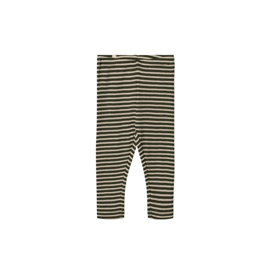 Born Wheat Bukser & Leggings | Wool Leggings, 4142 Green Stripe