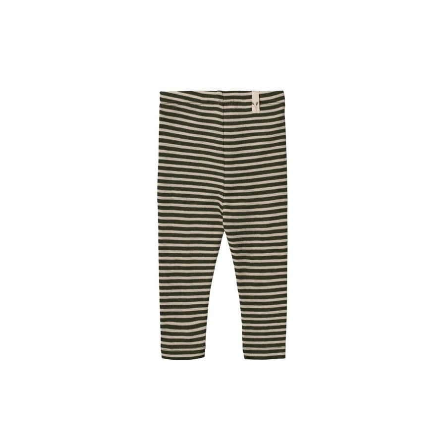 Born Wheat Bukser & Leggings | Wool Leggings, 4142 Green Stripe