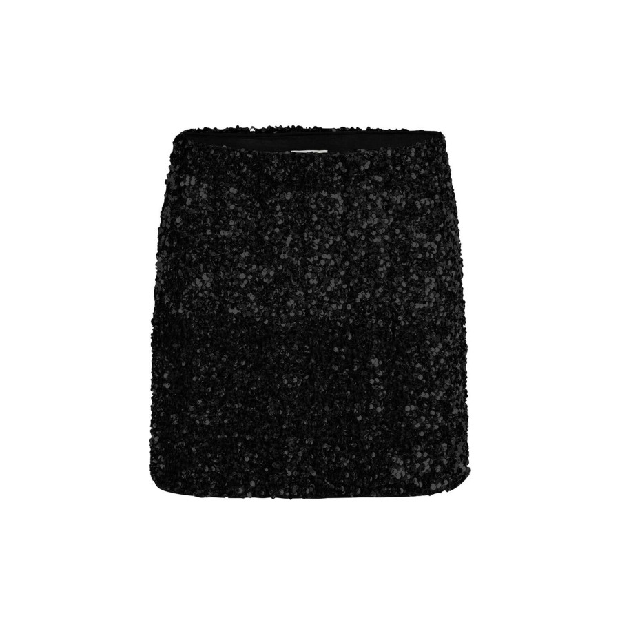 Dame Second Female Nederdele | Shimmer Mini Skirt, Black