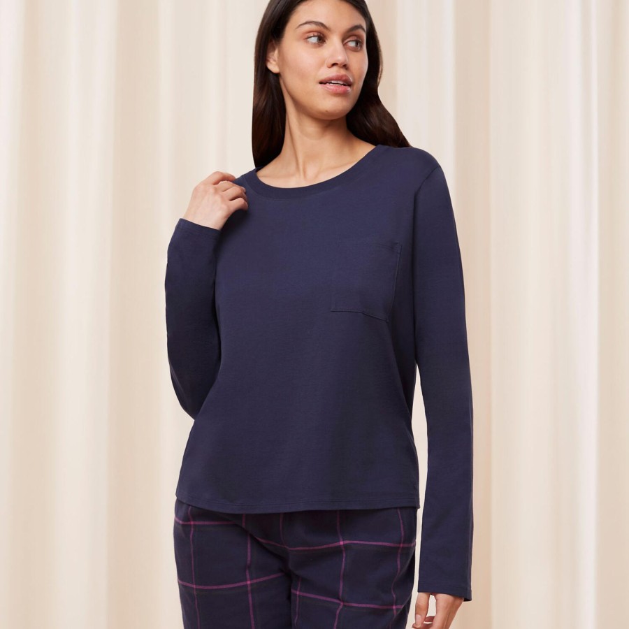 Dame Triumph Nattoj & Loungewear | Mix & Match Lsl Top Chest Pocket 03, Skyline