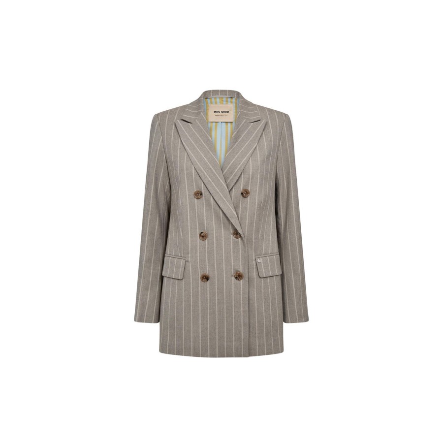 Dame MOS MOSH Blazere & Veste | Mmmilla Stripe Blazer, Roasted Cashew