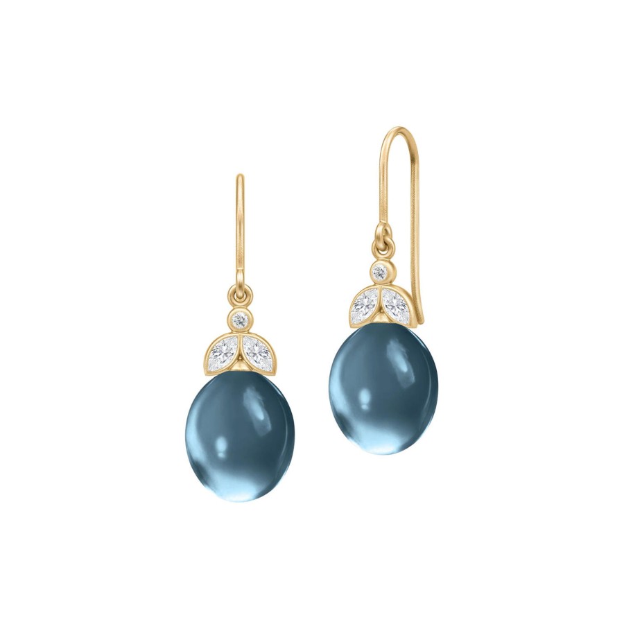 Dame Julie Sandlau Oreringe | Tasha Earrings, Gold/London Blue