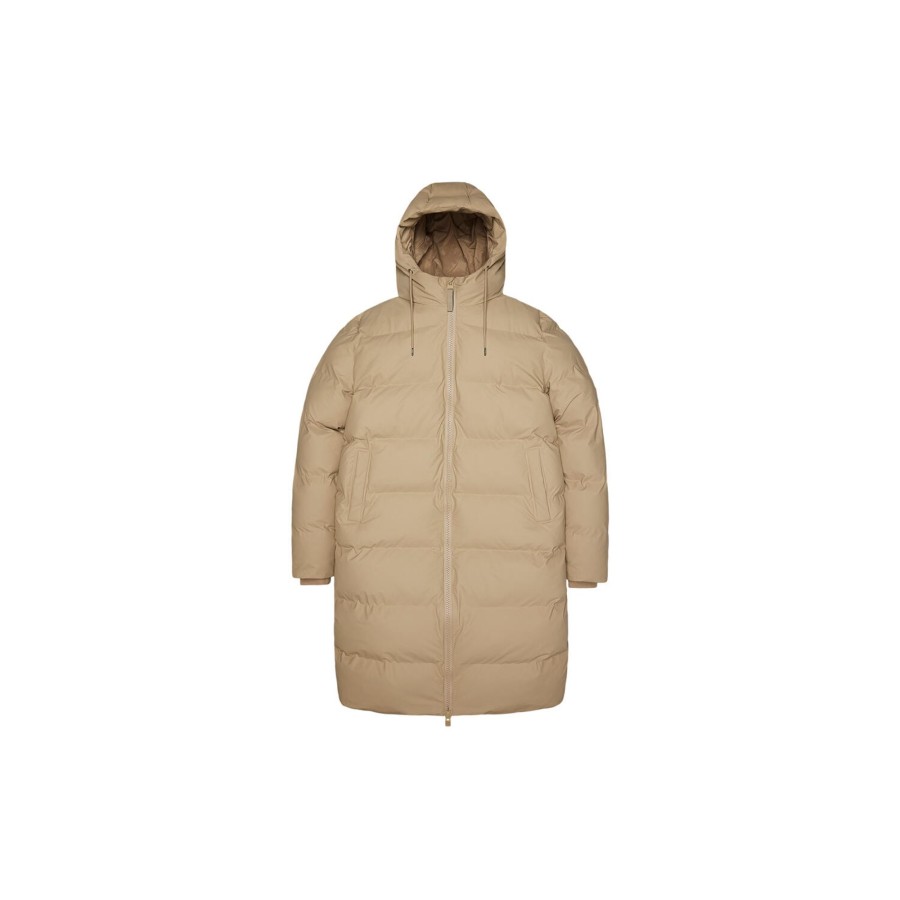 Dame Rains Overtoj | Alta Long Puffer Jacket, Sand