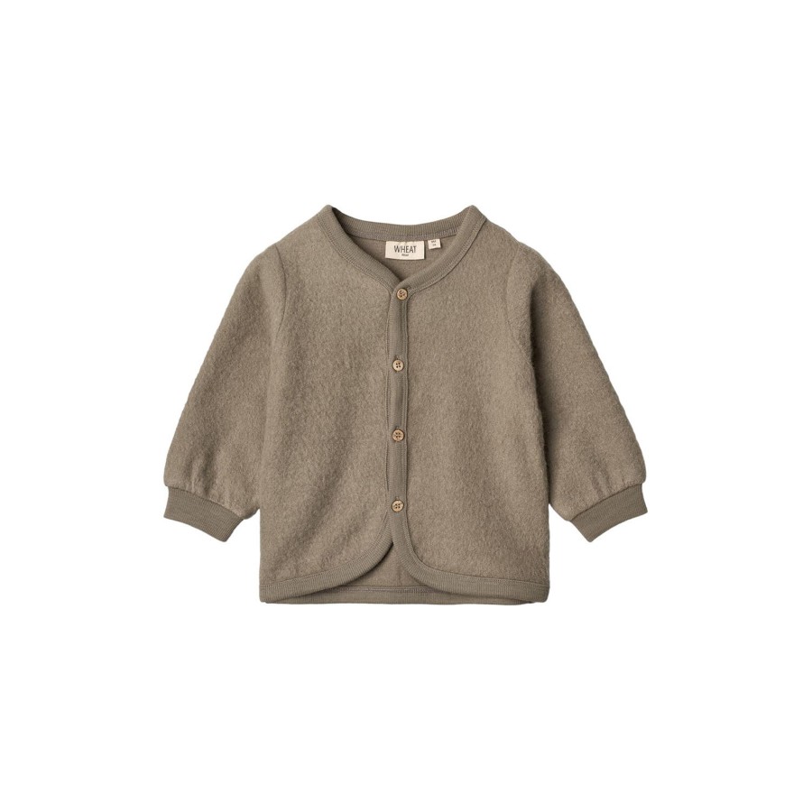 Born Wheat Strik & Cardigans | Wool Fleece Cardigan, 0099 Grey Stone