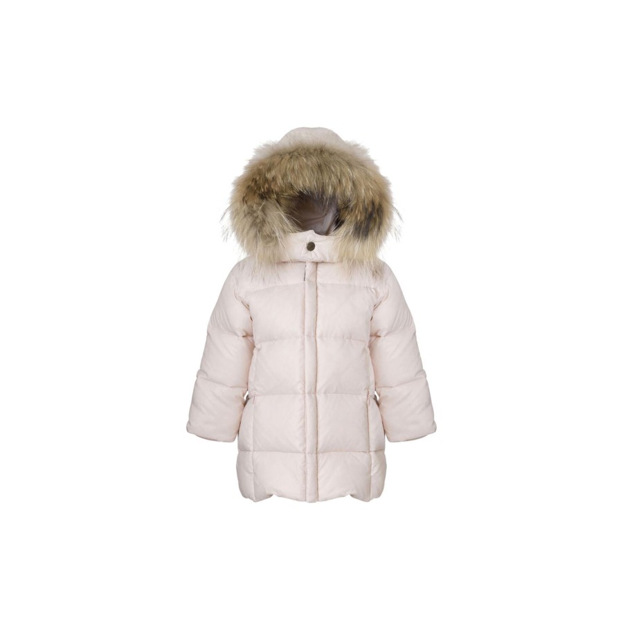 Born VER de TERRE Overtoj | Featherlight Baby Girls Coat With Fur, 405 Rose Powder