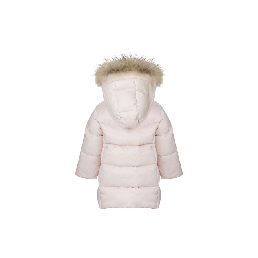 Born VER de TERRE Overtoj | Featherlight Baby Girls Coat With Fur, 405 Rose Powder