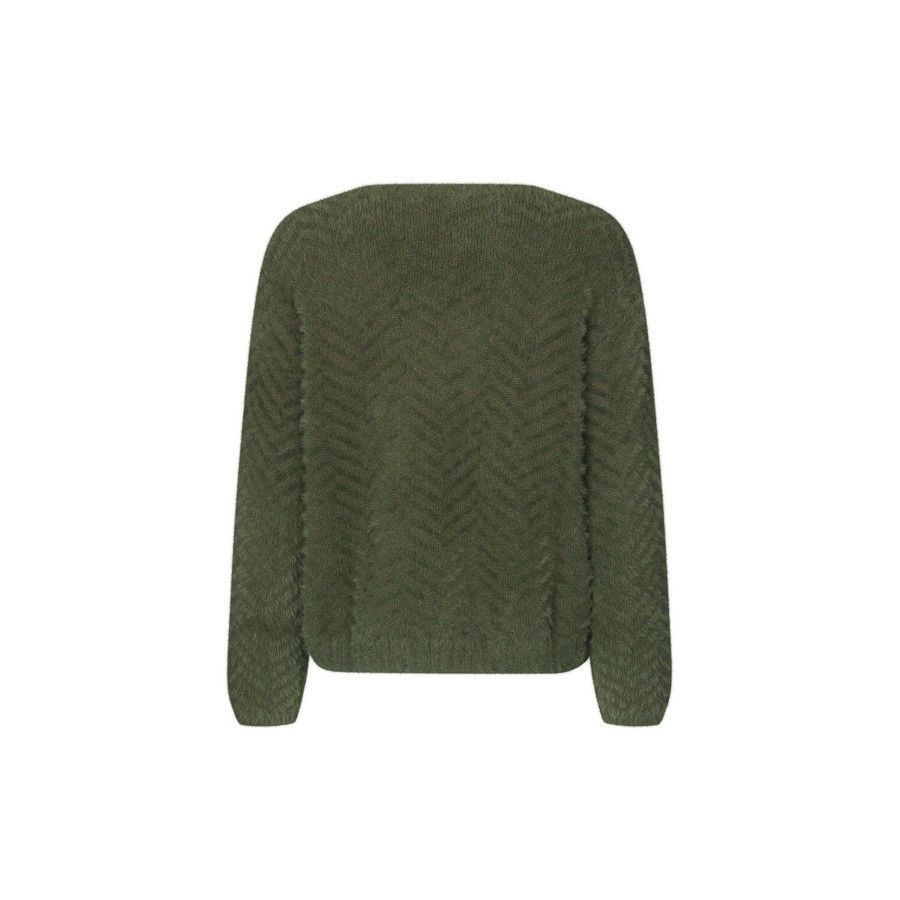 Dame Modström Strik | Floriamd V-Neck, Deep Pine