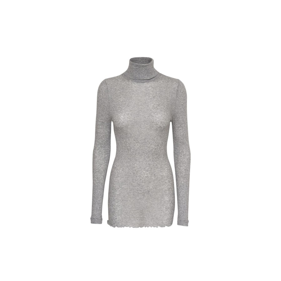 Dame Seamless Basic Skjorter & Bluser | Nouveau Rullekravebluse, Grey Melange